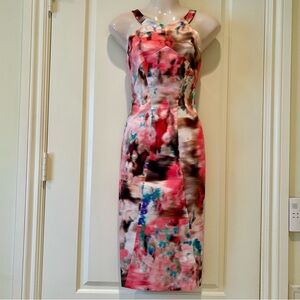 BLACK HALO Decadence Karmen Abstract Print Knee-Length Sheath Dress, Size 6, NWT